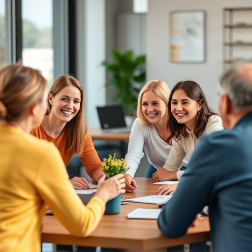 People participating in a team building activity at a corporate wellness workshop